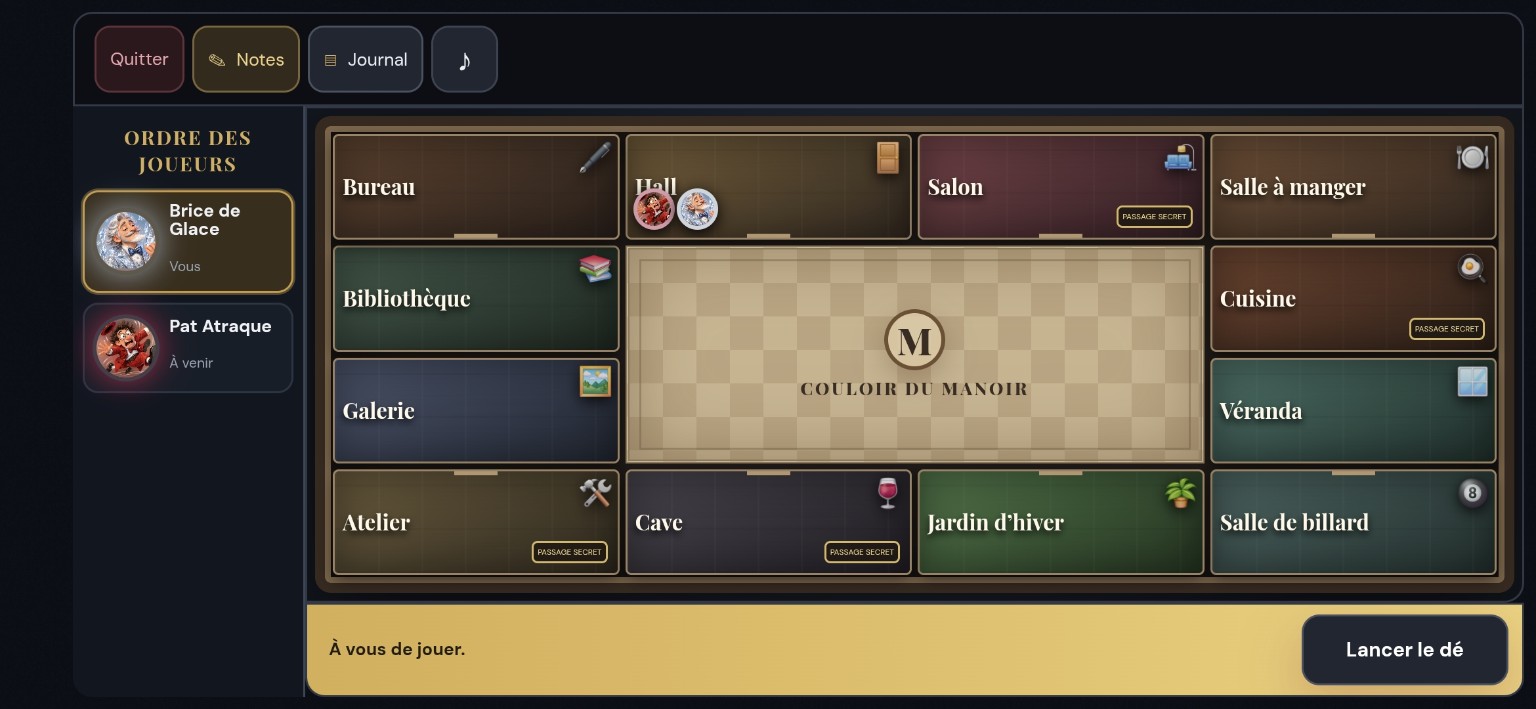 Interface réelle du jeu sur téléphone en mode paysage